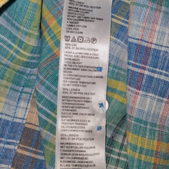 Tommy Bahama Shirt Mens XXXL Island Zone Linen Plaid Reverse Print Flip Cuff - Picture 2 of 10